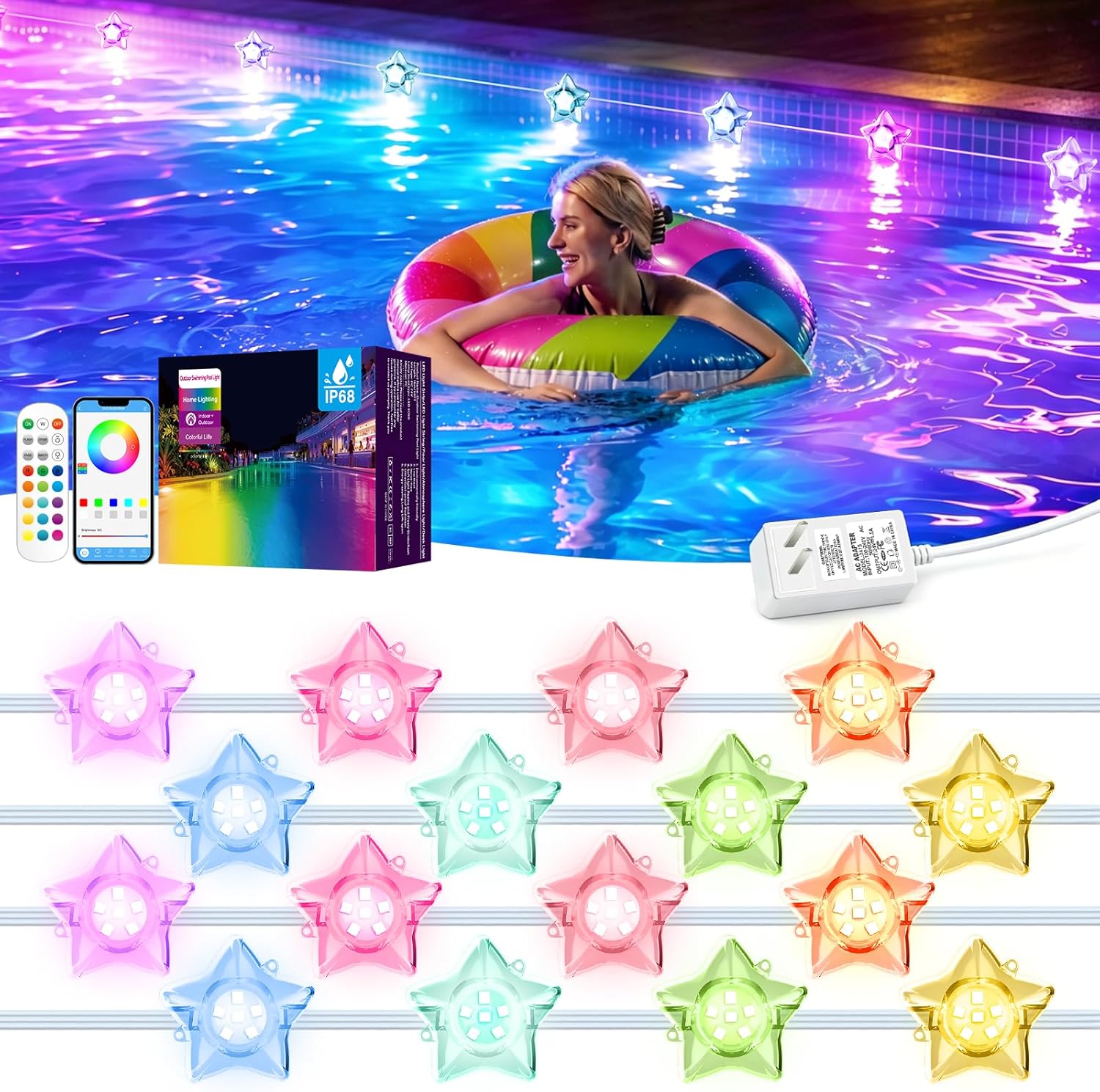 Pool Light Solar Rechargeable - Luces Solares para Piscina Multicolor para
