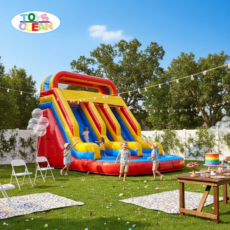Water Slide Inflatable - Tobogán Acuático Inflable de Tres Carriles