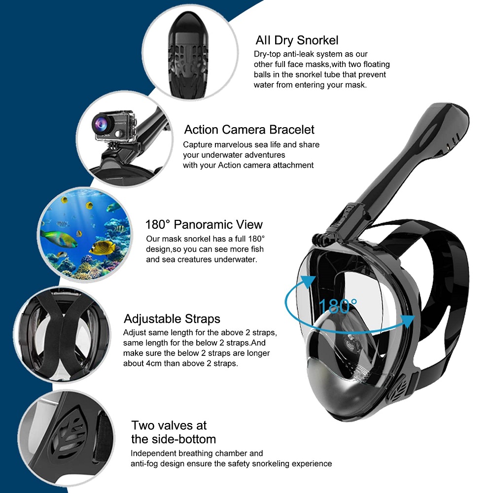 Máscara de snorkel de cara com - Snorkel Mask Full Face reseña y precio