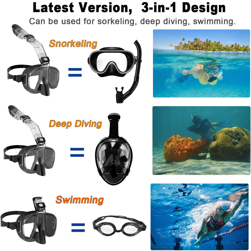 Máscaras de buceo Juego de más - Snorkel Mask Full Face reseña y precio